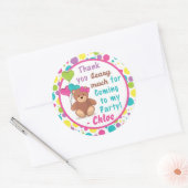 ベアガールの誕生日パーティーを作る感謝のラベル ラウンドシール (封筒)