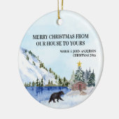 ベアキャビン湖の山々我々の家からあなたの家へ セラミックオーナメント (左)