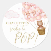 ベアキュブポップ・アートのピンクの赤ちゃんシャワーを心待ちにする ラウンドシール (正面)