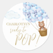 ベアキュブポップ・アートのブルー赤ちゃんシャワーを心待ちにする準備ができている ラウンドシール (正面)