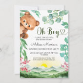 ベアキューブフォレスト男の赤ちゃんシャワー 招待状 (正面)