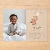 ベアクリームバルーンフォト1st誕生日招待状 アクリル招待状 (正面)