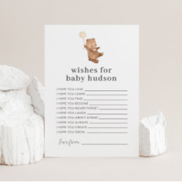 ベアクリームバルーン希望のベビーカード 招待状