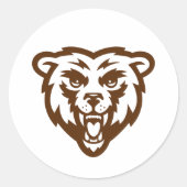 ベアグリズリーブラウン素朴ウッドランドフォーク動物 ラウンドシール (正面)