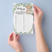 ベアグリーンベビーABCベビーシャワーゲームカード チラシ (ハンドル)