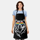 ベアゲイLGBTQレインボーサングラスプライド国旗 エプロン (着用した状態)