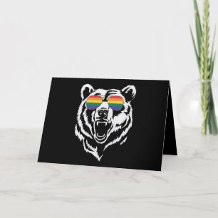 ベアゲイLGBTQレインボーサングラスプライド国旗 サンキューカード