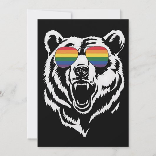 ベアゲイLGBTQレインボーサングラスプライド国旗 招待状 (正面)