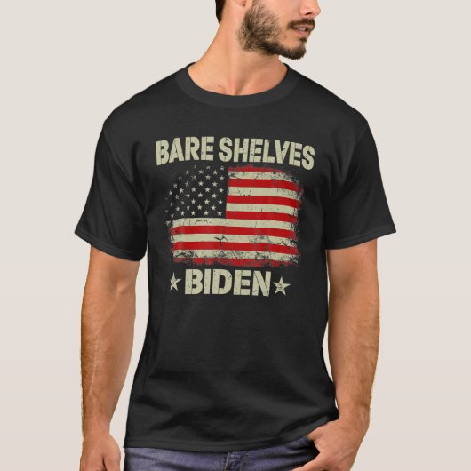 ベアシェルフバイデン氏おもしろいミーム米国国旗 Tシャツ (正面)