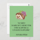 ベアセルフエマーソン引用文とヘッジホッグ ポストカード (正面/裏面)