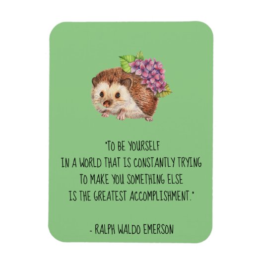 ベアセルフエマーソン引用文とヘッジホッグ マグネット (縦)