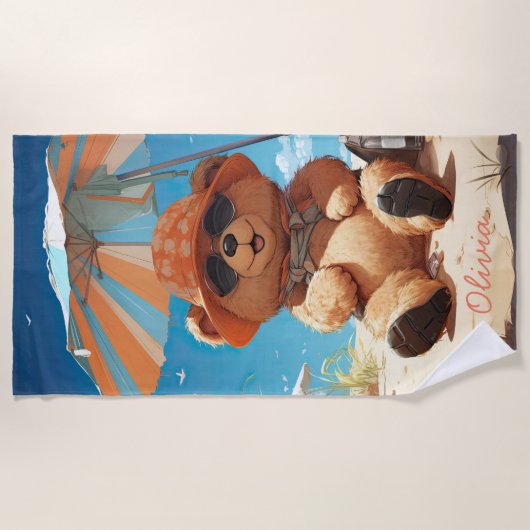 ベアタオルビーチとプールのおもしろい ビーチタオル (正面)