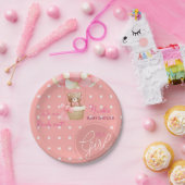 ベアテーマピンクピーチホットエアバルーンベビーシャワー ペーパープレート (パーティー)