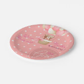 ベアテーマピンクピーチホットエアバルーンベビーシャワー ペーパープレート (アングル)