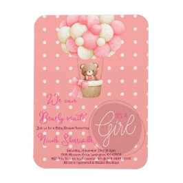 ベアテーマピンクピーチホットエアバルーンベビーシャワー マグネット
