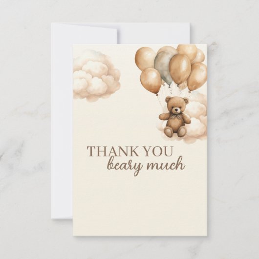 ベアテーマベビーシャワーサンキューカード サンキューカード (正面)