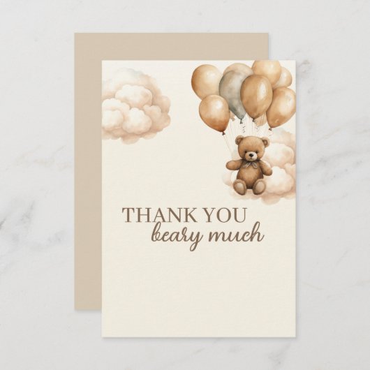 ベアテーマベビーシャワーサンキューカード サンキューカード (正面/裏面)