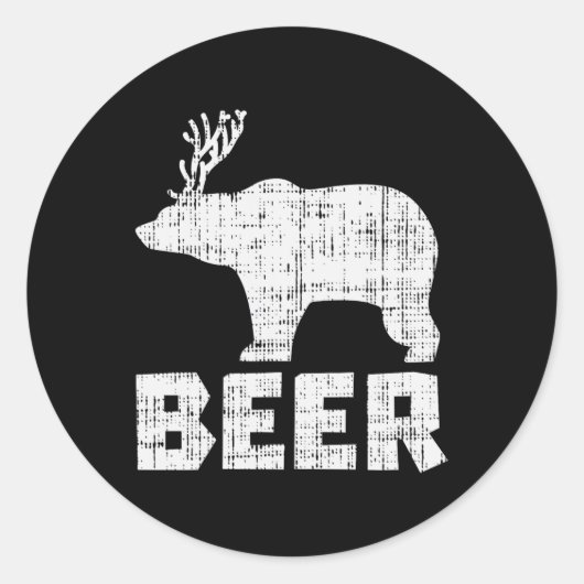 ベアディアビール飲おもしろい飲狩りキャンプパパ ラウンドシール (正面)