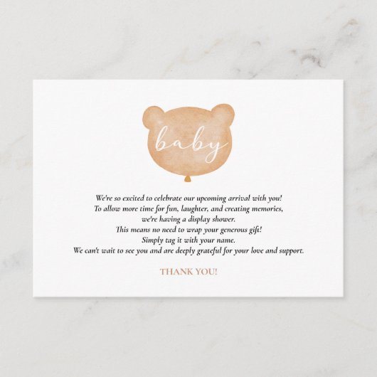 ベアディスプレイシャワー挿入カード エンクロージャーカード (正面)