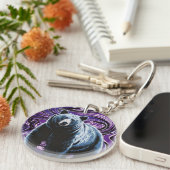 ベアデザインアクリルキーチェーンラウンドパープルブルー キーホルダー (正面右)