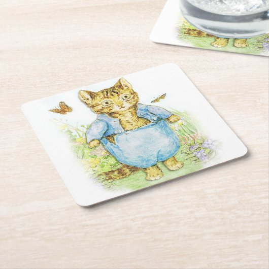 ベアトリクス・ポッターのブルースーツに登場したトム・キッテン スクエアペーパーコースター (アングル)
