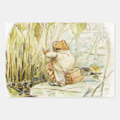 ベアトリクス・ポッターのリリー・パッドに乗ったジェレミー・フィッシャー ラッピングペーパーシート (正面3)