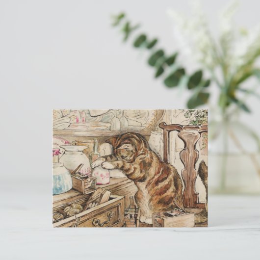ベアトリックス・ポッターによる猫の家事をシンプキン ポストカード (スタンド正面)