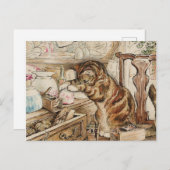 ベアトリックス・ポッターによる猫の家事をシンプキン ポストカード (正面/裏面)