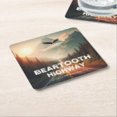 ベアトースハイウェイモンタナワイオミンイーグル スクエアペーパーコースター (アングル)