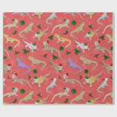 ベアドドラゴンモーフホリデーレッド ラッピングペーパー (フラット)