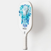 ベアドリームキャッチャーティール（緑がかった色）アイスブルーフローラ ピックルボールラケット (左)