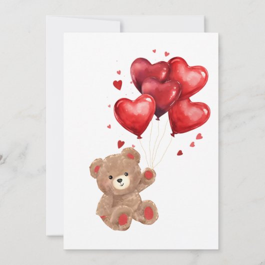 ベアハートバルーン赤ベビーシャワー招待状 招待状 (裏面)