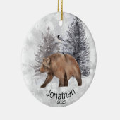 ベアバパーソナライズされたードウィンターキャビン セラミックオーナメント (右)