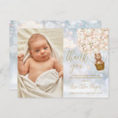 ベアバルーンありがとう冬ベビー写真誕生 案内ポストカード (正面/裏面)