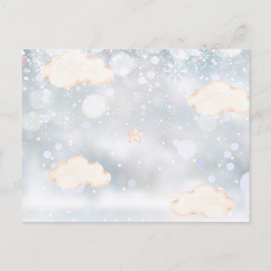 ベアバルーンありがとう冬ベビー写真誕生 案内ポストカード (裏面)