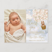ベアバルーンありがとう冬ベビー写真誕生 案内ポストカード (正面)