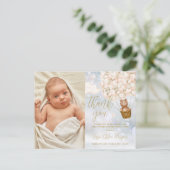 ベアバルーンありがとう冬ベビー写真誕生 案内ポストカード (スタンド正面)