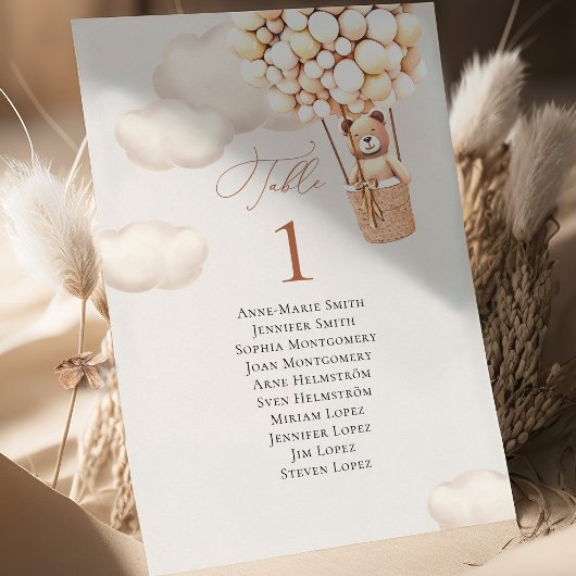 ベアバルーンのテーブル番号とゲスト名