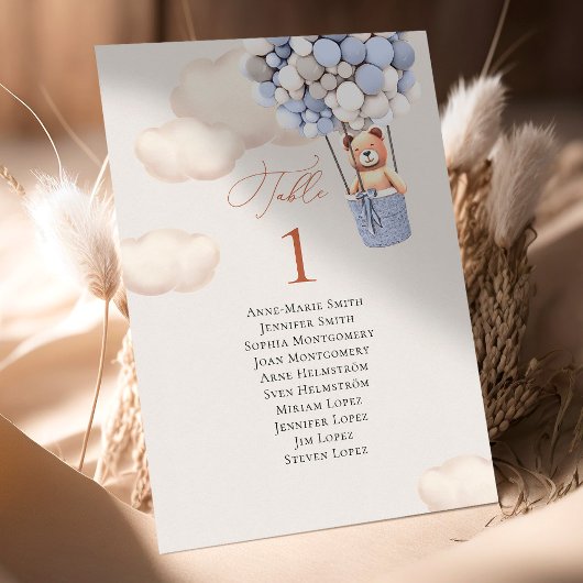 ベアバルーンのテーブル番号とゲスト名