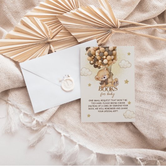 ベアバルーンのベージュ茶色のブックリクエスト エンクロージャーカード