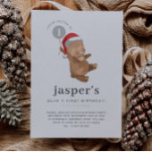 ベアバルーンサンタハットファースト誕生日写真 招待状