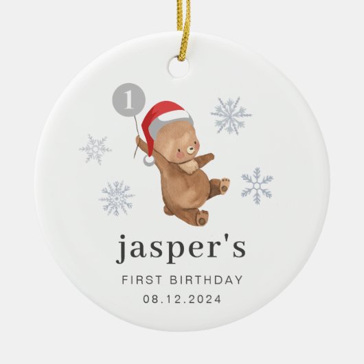 ベアバルーンサンタハット セラミックオーナメント (正面)