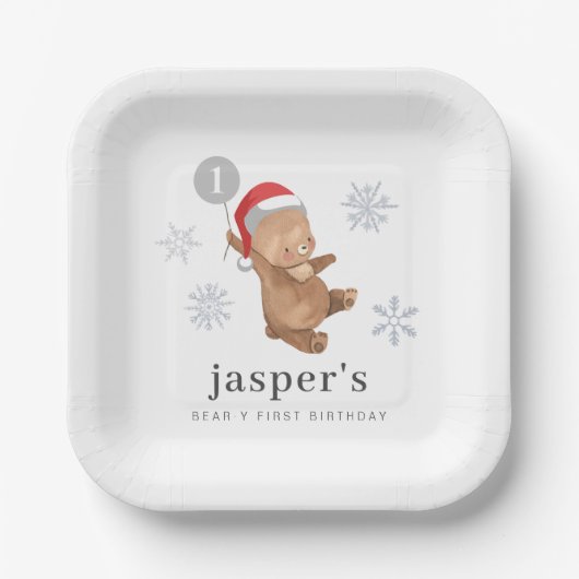 ベアバルーンサンタハット ペーパープレート (正面)