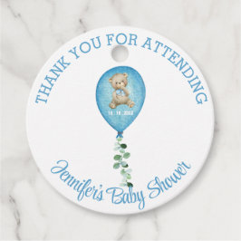 ベアバルーンパーソナライズされたありがとうベイビーシャワー フェイバータグ