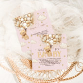 ベアバルーンピンク金ゴールドおむつラッフル エンクロージャーカード