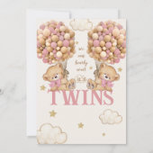 ベアバルーン心待ちツインベビーガールシャワー 招待状 (裏面)