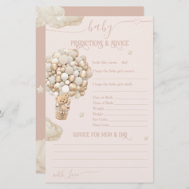 ベアバルーン心待ちベビーガールシャワーゲーム (正面/裏面)