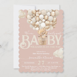 ベアバルーン心待ちベビーガールシャワー 招待状