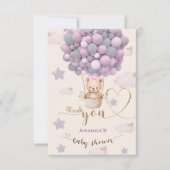 ベアバルーン心待ちベビーピンクサンキュー サンキューカード (正面)