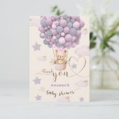 ベアバルーン心待ちベビーピンクサンキュー サンキューカード (スタンド正面)